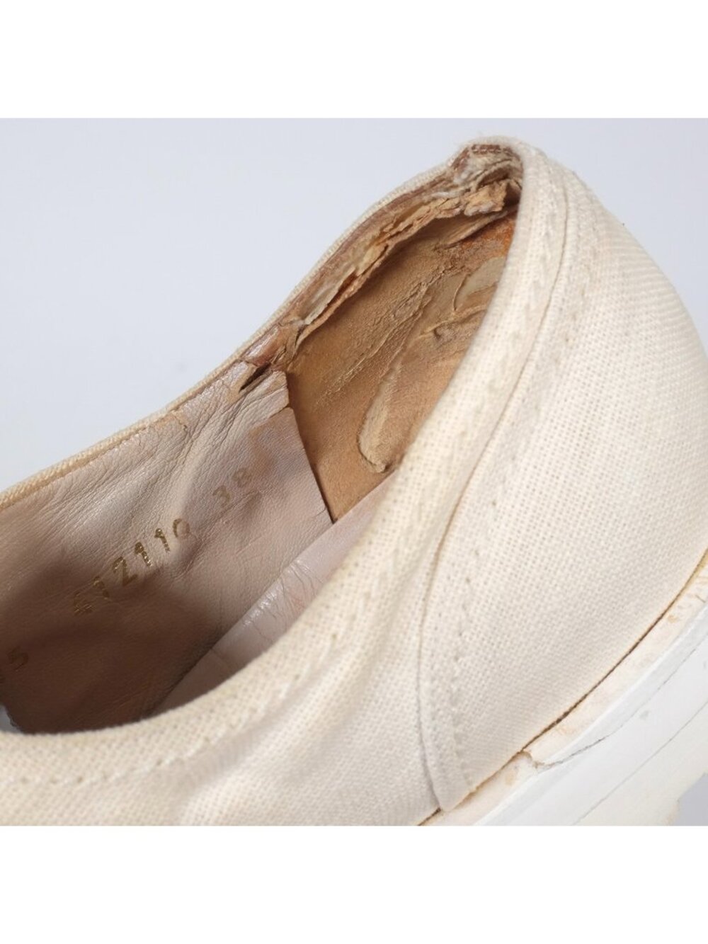 CHANEL shoes 38 US 8 lace up canvas CC logo toecap cream black - Picture 10 of 10